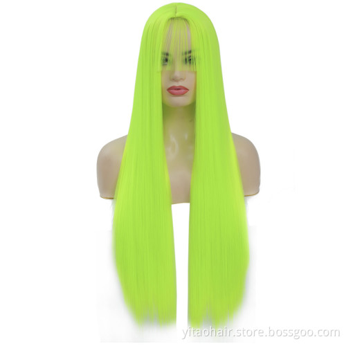 Glueless Cosplay Cheap Synthetic Wigs Light French colorful  Hair Long Silk Straight party wig with Heat Resistant Fiber Hair